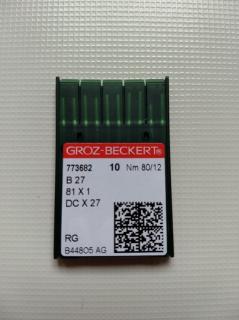 Groz-Beckert ihly B 27 RG/80 (Ihla so špičkou RG, vhodná pre všetky typy stehov, hlavne retiazkové.)