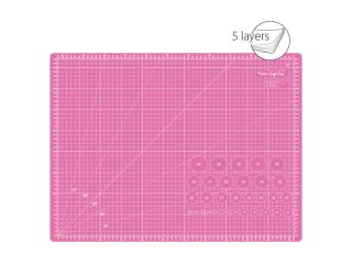 Texi Pink rezacia podložka 60 x 45 cm, 5-vrstvová, zosilená (Podložka s vyznačenými uhlami a rovnobežnými čiarami, značenie v cm/inch, sila podložky 3 mm, veľkosť 60 x 45 cm - ružová)