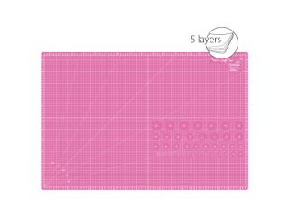 Texi Pink rezacia podložka 90 x 60 cm, 5-vrstvová, zosilená (Podložka s vyznačenými uhlami a rovnobežnými čiarami, značenie v cm/inch, sila podložky 3 mm, veľkosť 90 x 60 cm - ružová)