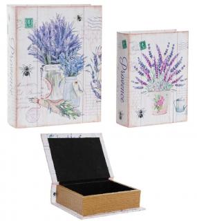 Drevené ozdobné krabice (Súprava 2 krabíc v tvare knihy)