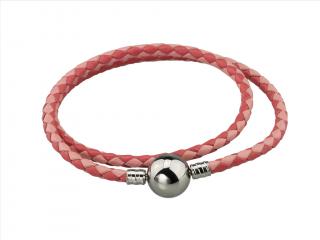 Linda's Jewelry Kožený náramok Dvojitý Ružový Chirurgická oceľ INR088-19 Dĺžka: 17