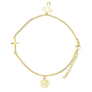 Lindas Jewelry Náramok na nohu Krížiky a Love Pets chirurgická oceľ INR234