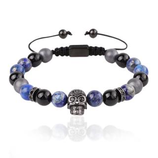 Sams Artisans Korálkový náramok Beaded Skull BLK INRM204