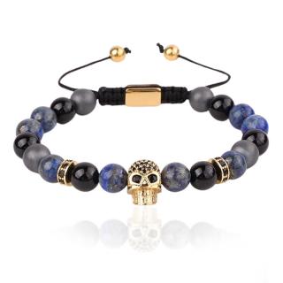 Sams Artisans Korálkový náramok Beaded Skull BLK INRM205