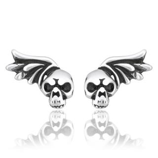 Sams Artisans Náušnice Black Wing Skull chirurgická oceľ INM065