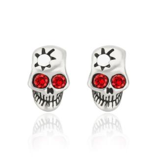 Sams Artisans Náušnice Broken Skull Bone Red chirurgická oceľ INM044