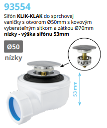 Sifón vaničkový KLIK-KLAK 93554