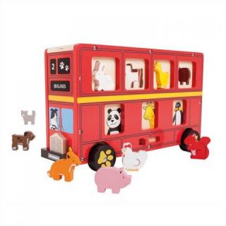 Bigjigs drevený autobus so zvieratkami