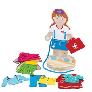 Bigjigs Toys drevená obliekačka dievča 27 dielikov