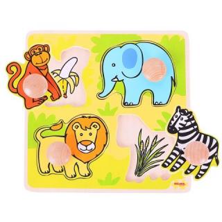 Bigjigs Toys vkladací puzzle Safari 4 dieliky