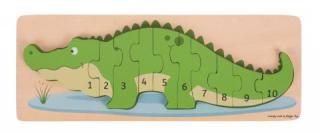 Bigjigs vkladacie puzzle Krokodíl s číslami