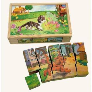 Bino drevené obrázkové kocky Domáce zvieratká 3 (15 kociek)