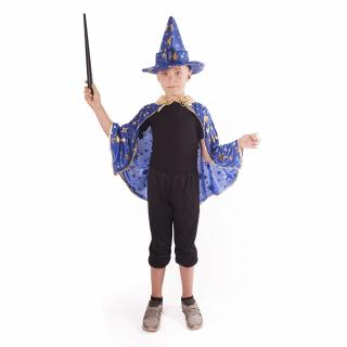 Rappa plášť modrý s klobúkom Čarodejník Čarodejnice Halloween