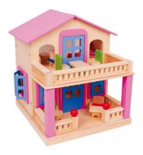 Small Foot Ružový domček pre bábiky s terasou Clara