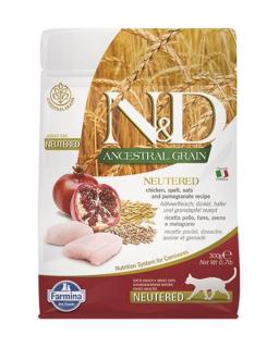 Farmina ND cat AG adult, neutered, chicken, spelt, oats  pomegranate 0,3 kg