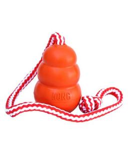 Hračka Kong Dog Aqua Granát s lanom oranžový, plávajúci, guma prírodná, M