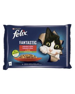 Nestlé FELIX Fantastic cat Multipack kura s rajčinami   hovädzie s mrkvou želé kapsička 4x85 g