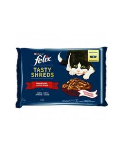 Nestlé FELIX Tasty shreds cat Multipack hovädziekura v šťave kapsička 4x80 g