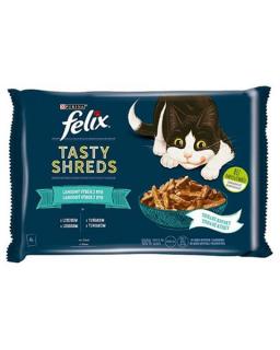 Nestlé FELIX Tasty shreds cat Multipack losostuniak v šťave kapsička 4x80 g