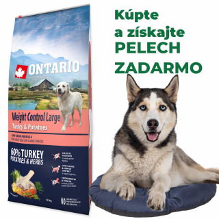 ONTARIO Dog Large Weight Control Turkey  Potatoes  Herbs 12kg + pelech zadarmo ()