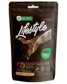 Pamlsok Natures P Lifestyle dog dried rabbit ears with duck 12x75 g