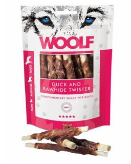 Pamlsok Woolf Dog Duck and Rawhide Twister 100g