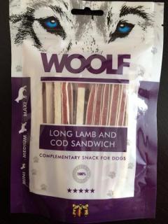 Pamlsok Woolf Dog Lamb  Codfish Soft Sandwich LONG 100 g