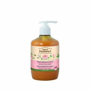 Green Pharmacy tekuté krémové mydlo - zachováva mladú pokožku 460 ml - Pižmová ruža a bavlna