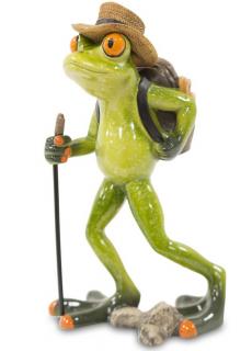 Darček - dekoračná soška - Žaba turista, keramika 16,5x9x8 cm (AP01111)