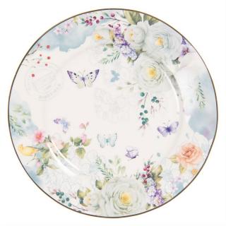 Dezertný tanier "kvetinový modrý dekor",  porcelán, ∅19x2 cm (BUTDP CF)