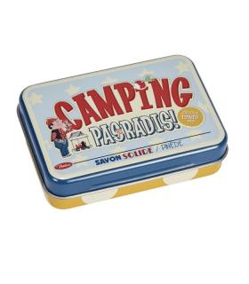 Francúzske mydlo s vôňou  borovica  v darčekovej retro krabičke  Camping