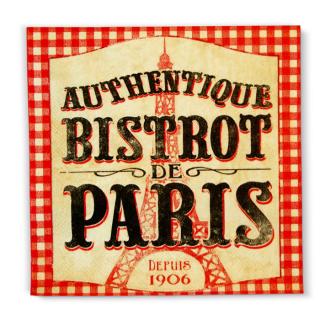 Servítky 20ks  Bistrot de Paris  33 x 33 cm, papier