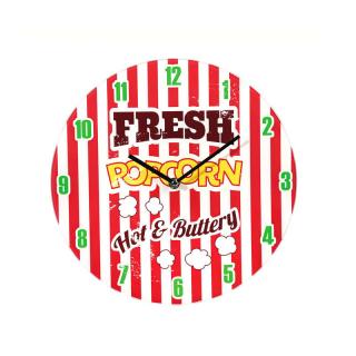 Sklenené retro nástenné hodiny "Fresh Popcorn",  ∅30 cm (79-3234 )