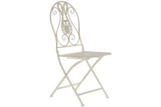 Záhradná stolička skladacia, biely kov s patinou (CHAIR METAL AGED WHITE)