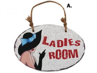 Závesná tabuľka na dvere "Ladies room", 29x34x0,5 cm (32014020KMG)