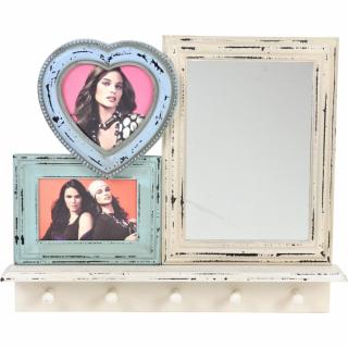 Zrkadlo vintage s fotorámčekmi, 46x40x7 cm (9514 HF)