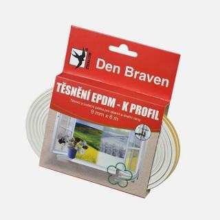 Den Braven Tesniace profily z EPDM gumy K-profil 9 mm x 4 mm x 6 m Biely