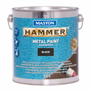 MASTON PAINT HAMMER SMOOTH Farba 3v1 priamo na hrdzu hladký lesklý efekt, Tmavá šedá, 0,75 l