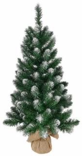 Vianočný stromček MagicHome, jedľa v jute Niko, zasnežené konce, 60 cm