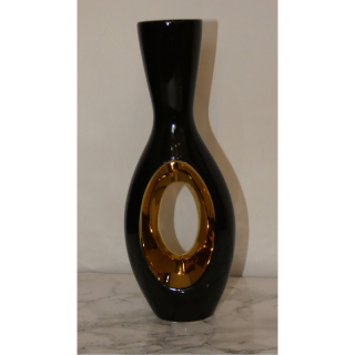 Dekoratívna váza čierno-zlata - (30x11x6,5cm)