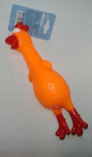 Hračka pre psa kurča 18cm oranžova