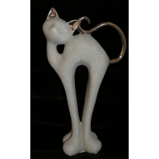 Keramická figúrka mačka - siva (27x15x5,5cm)