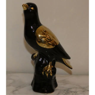 Keramická figúrka vták čierno-zlata - (21x12x7cm)