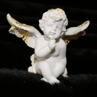 Polyresinová figúrka anjel bielo-zlatá