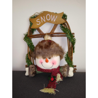 Vianočná dekorácia - snehuliak - 32x24,5cm. Závesná dekorácia