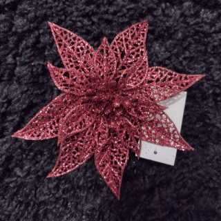 Vianočná ozdoba hviezda so štipcom červená 13cm