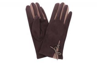 Dámske rukavice hnedé s mašličkou PRIUS Veľkosť: L