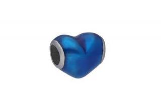 Korálka srdce modré z keramiky a ocele G077