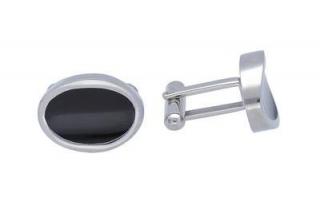 Manžetové gombíky strieborné / čierne z ocele D377
