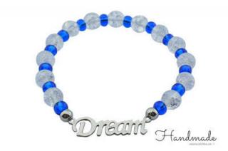 Náramok DREAM z korálok strieborný - modrý H010